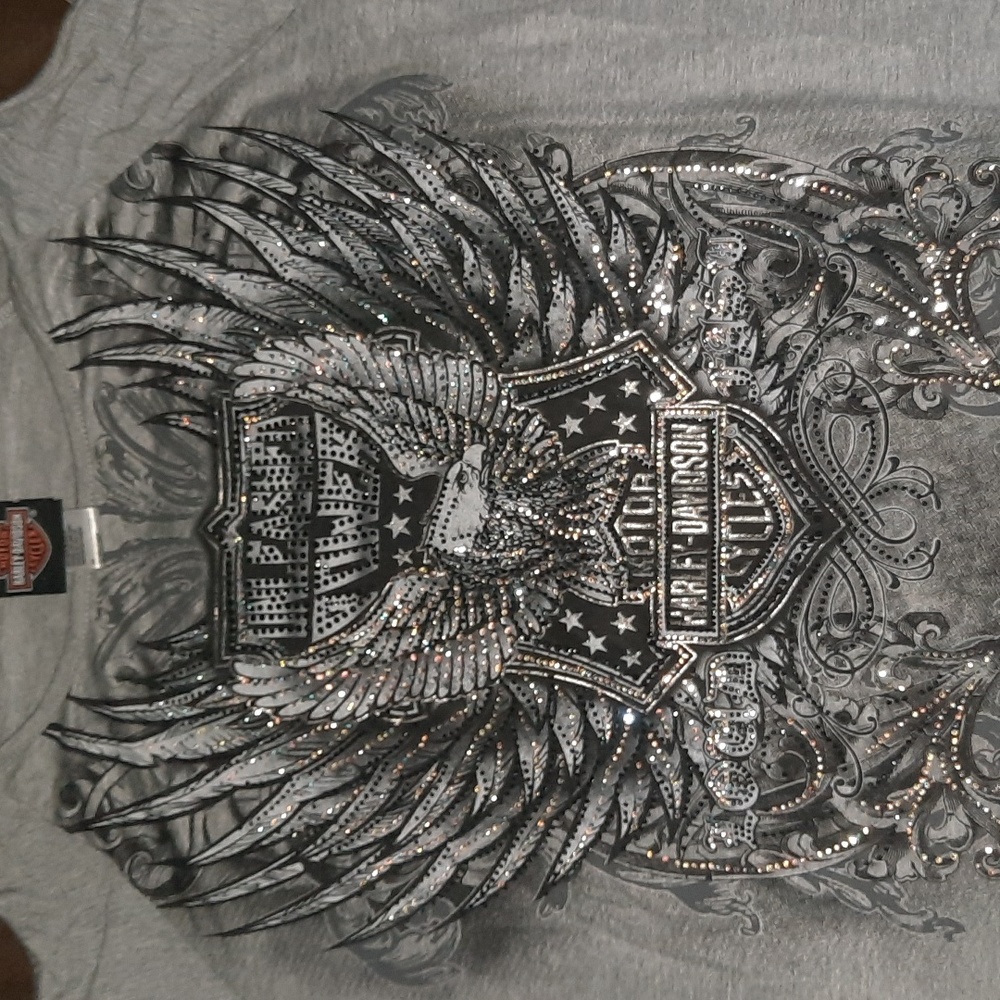 Harley-Davidson long sleeve rinestone top